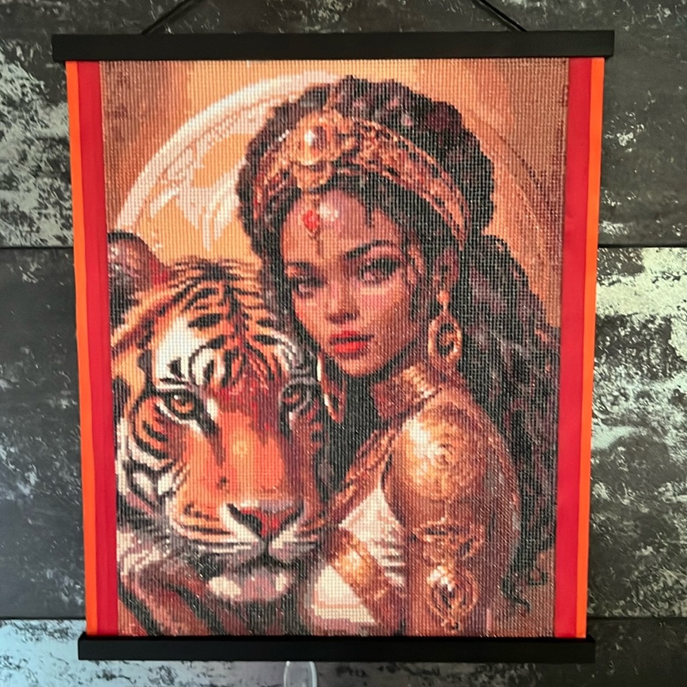 Custom Framed Art-Diamond Painting-Dark Beauty w/Tiger